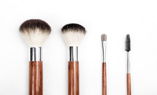 Free Brown and Silver Makeup Brush Set Stock Photo