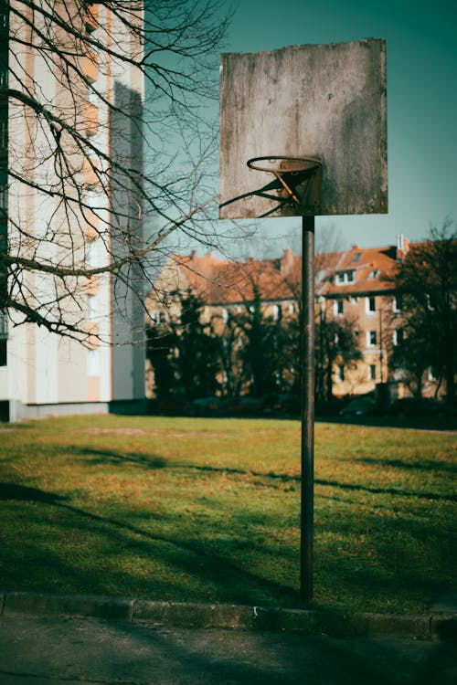 Basketball hoop  on empty outdoor court