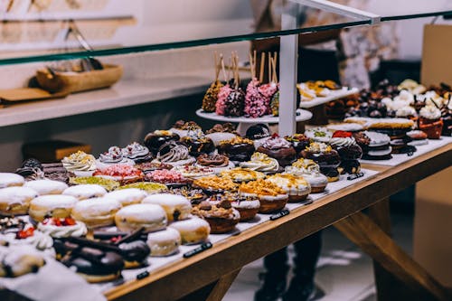 Free Donuts and Bagel Display Stock Photo