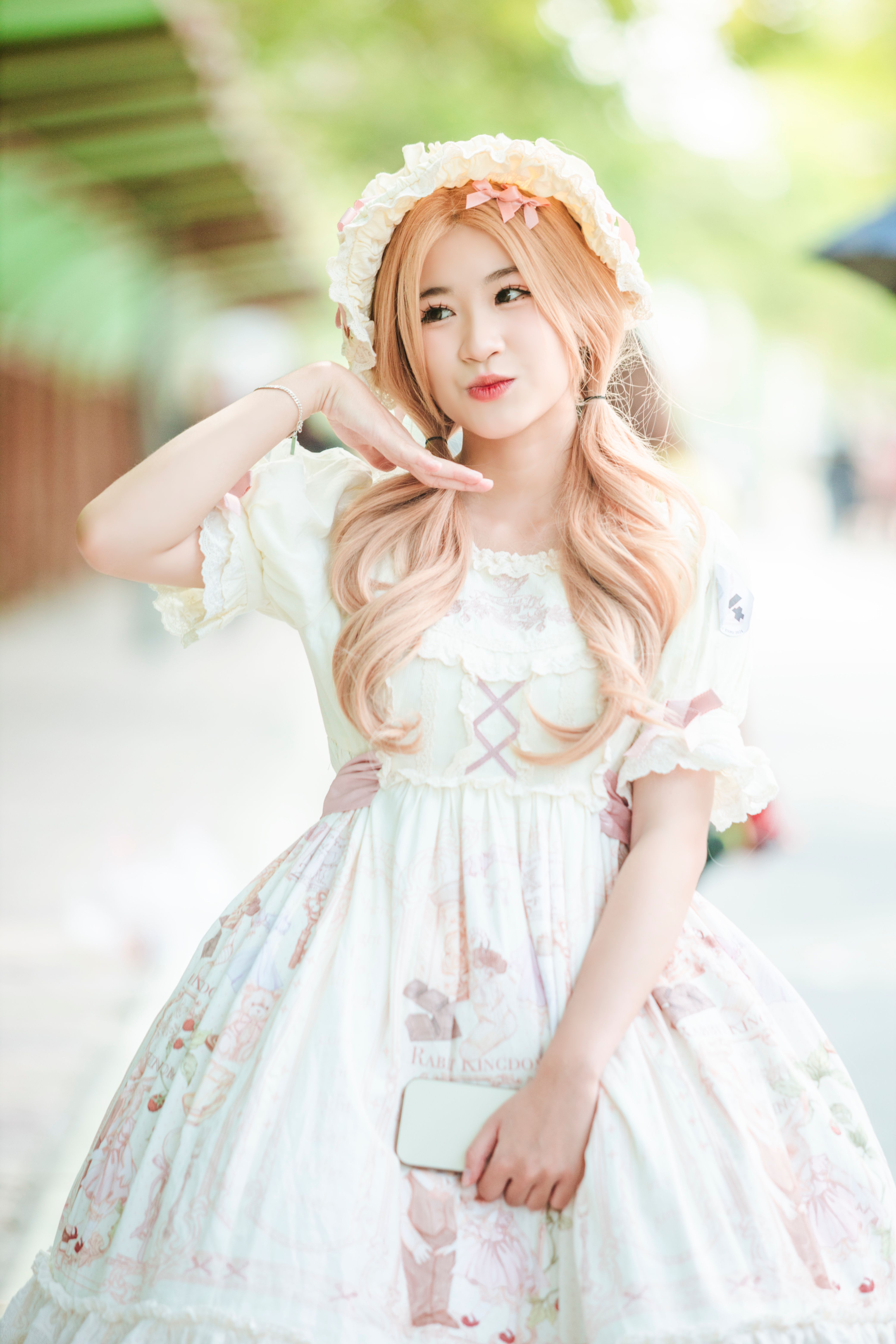 Young Girl in a White Dress Standing Outside · Free Stock Photo