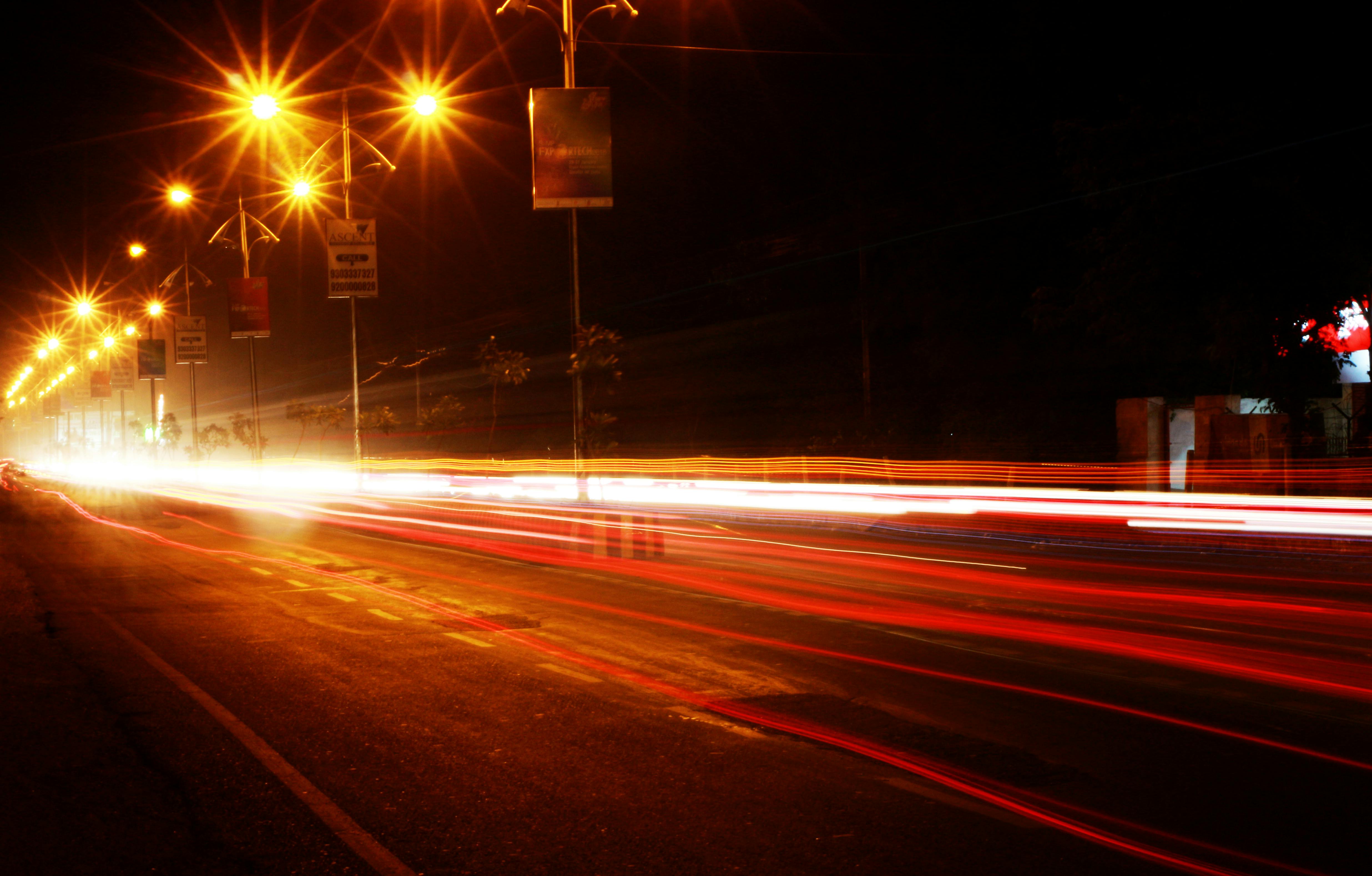 Free stock photo of light trails