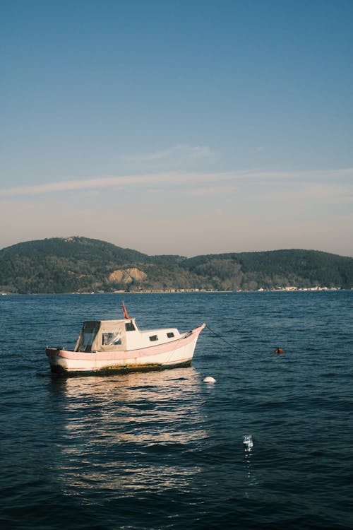 Imagine de stoc gratuită din barcă cu motor, cer senin, coastă