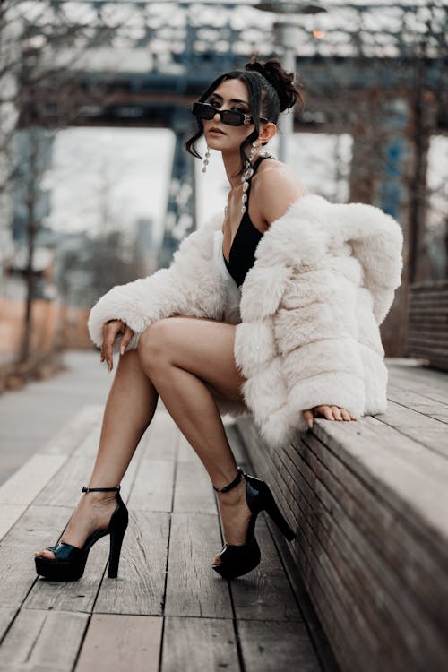 Elegant Woman Posing in Fur 