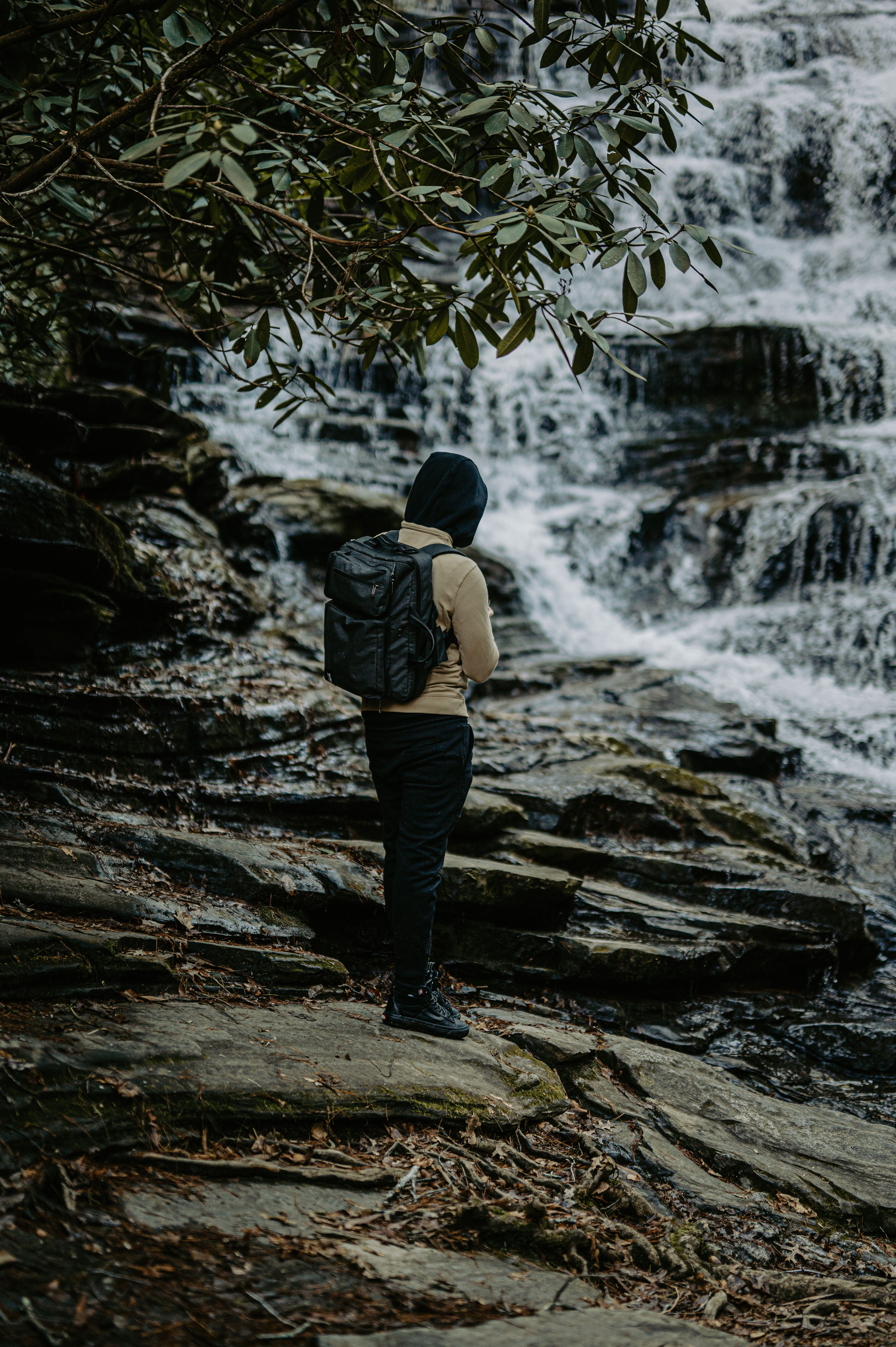 Person Standing by a Waterfall · Free Stock Photo