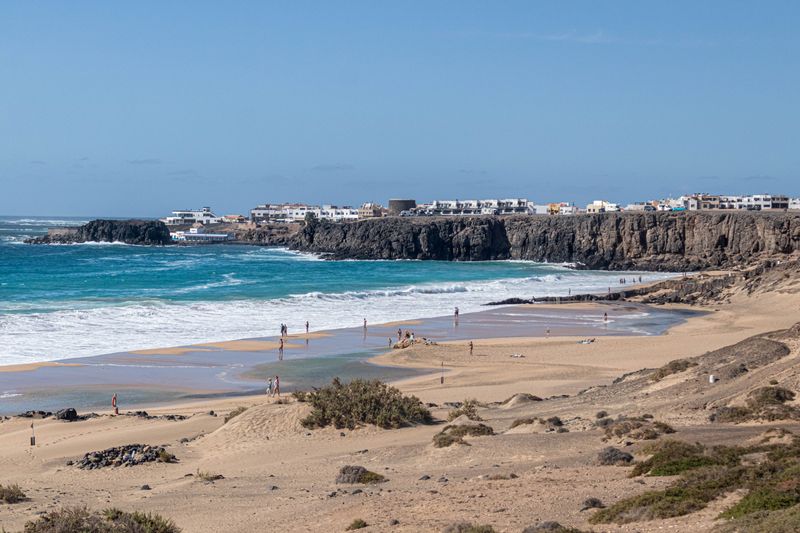 Whitewashed harbour village of El Cotillo on the west coast of Fuerteventura