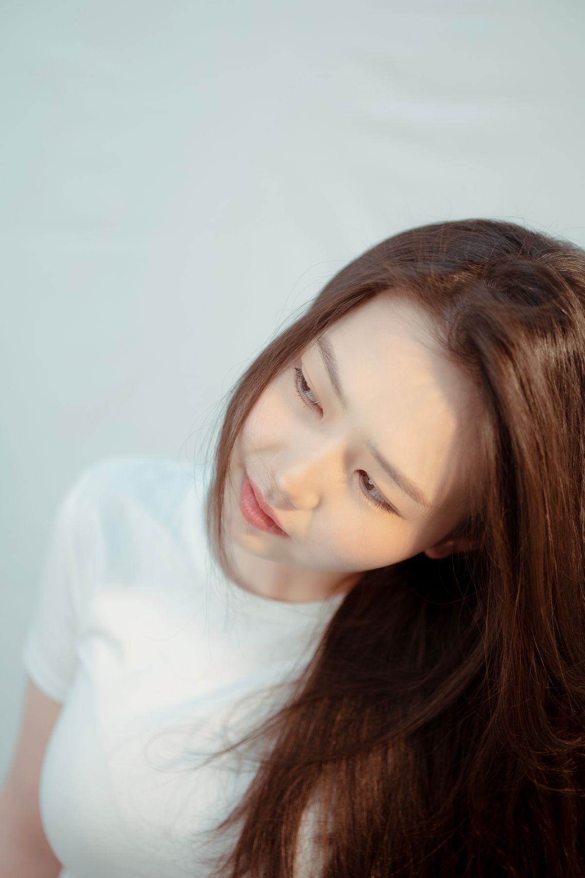 Glossy long straight Korean hairstyles for women