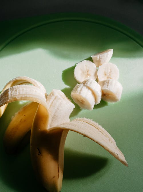 Close-up of a Banana Lying on a Plate 