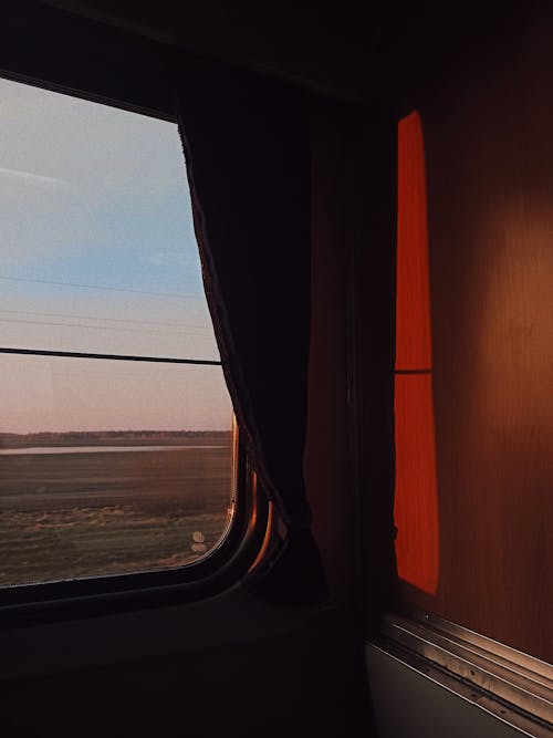 A view of the sky from a train window