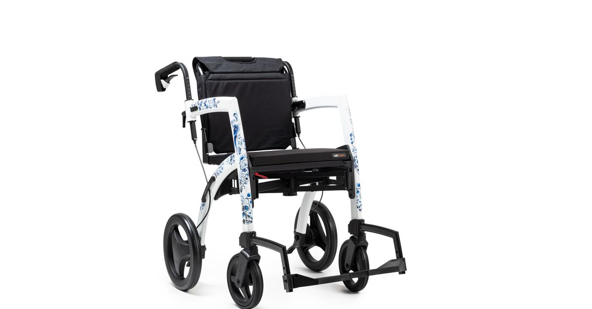 A modern lightweight wheelchair against a white background, featuring ergonomic design.
