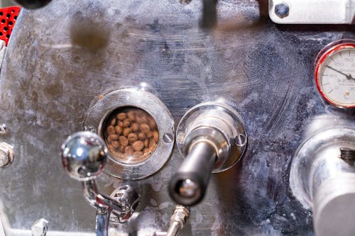 Eyes shows coffee beans in coffee roaster