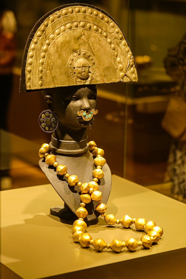 Ancient, Golden Hat And Necklace