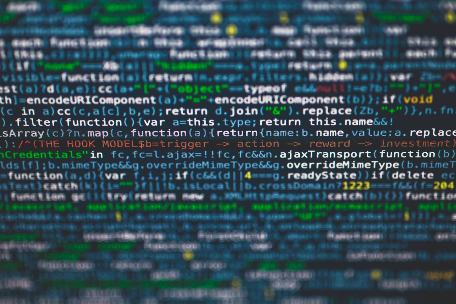 Web programming code on a screen