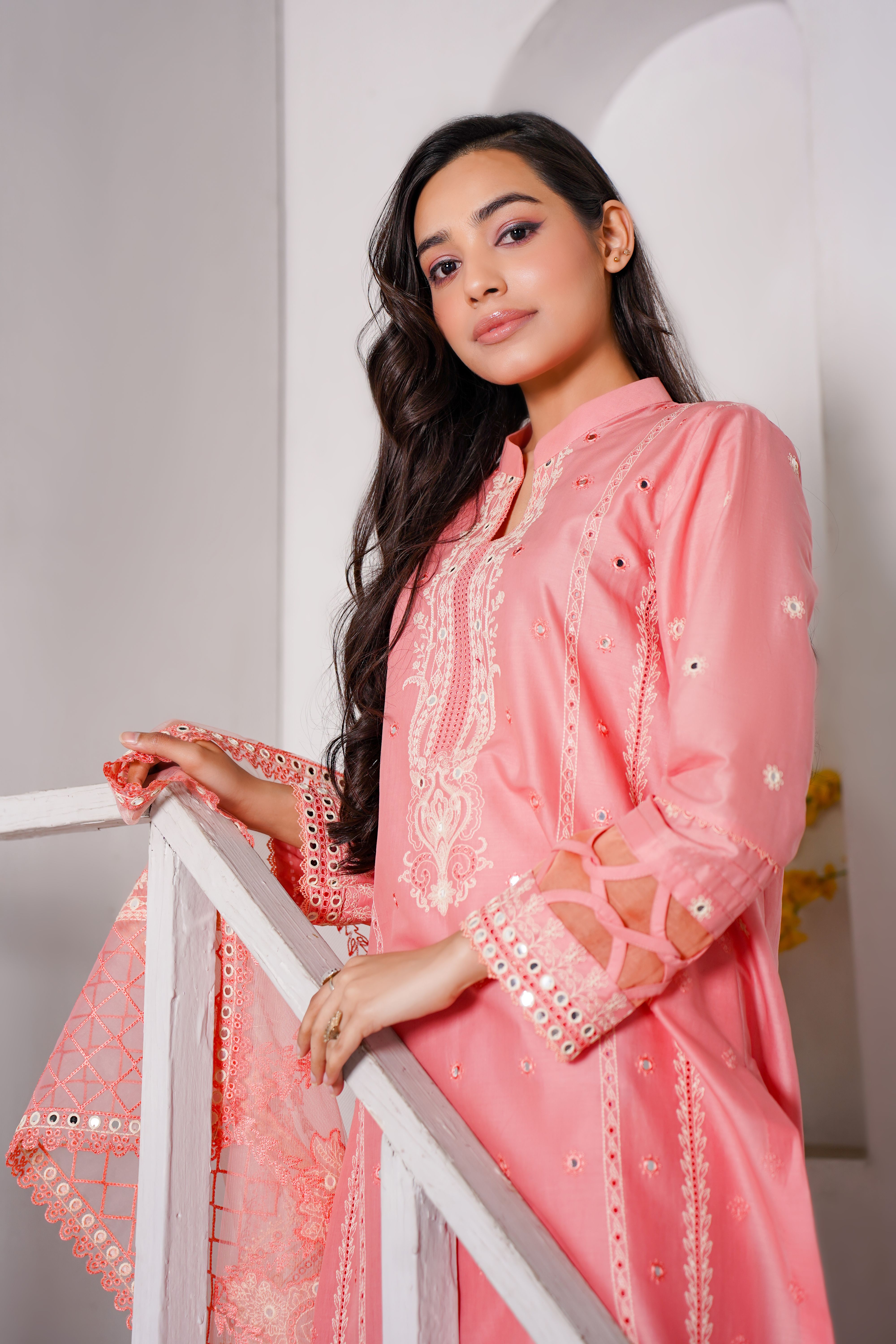 Woman Posing in a Pink Dress · Free Stock Photo