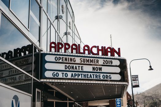 Signage at the Appalachian Theatre in Boone, North Carolina