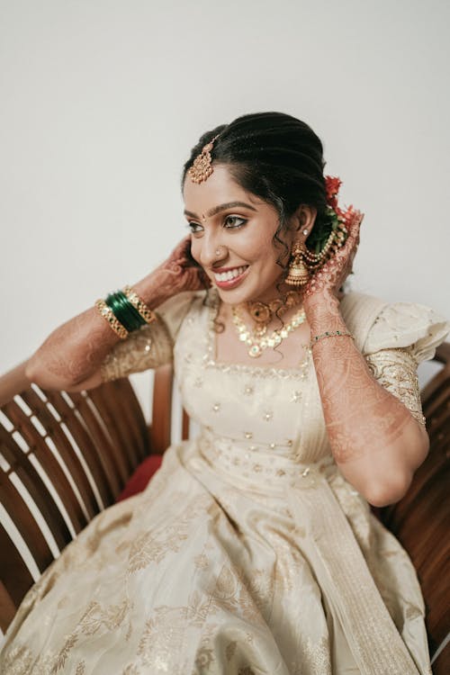 Smiling Bride with Henna Tattoos