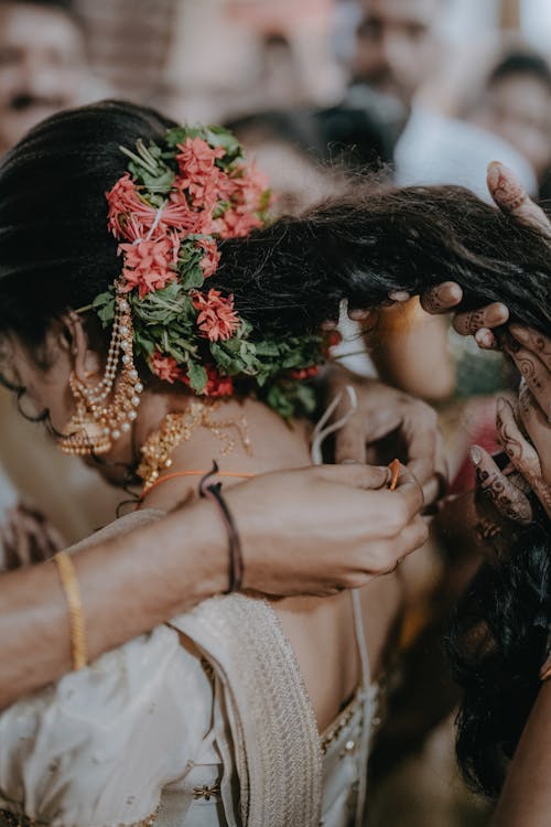 Photo of the Bride during a Traditional Wedding Ritual 