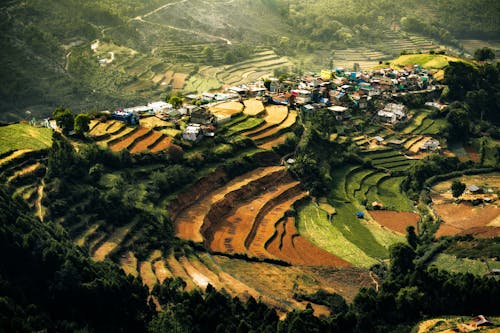 Village in a Mountain Valley in Vietnam