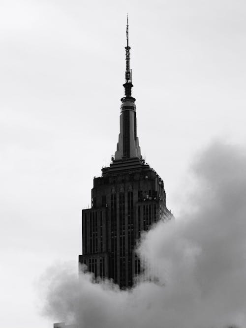 Empire State Building amid street smoke