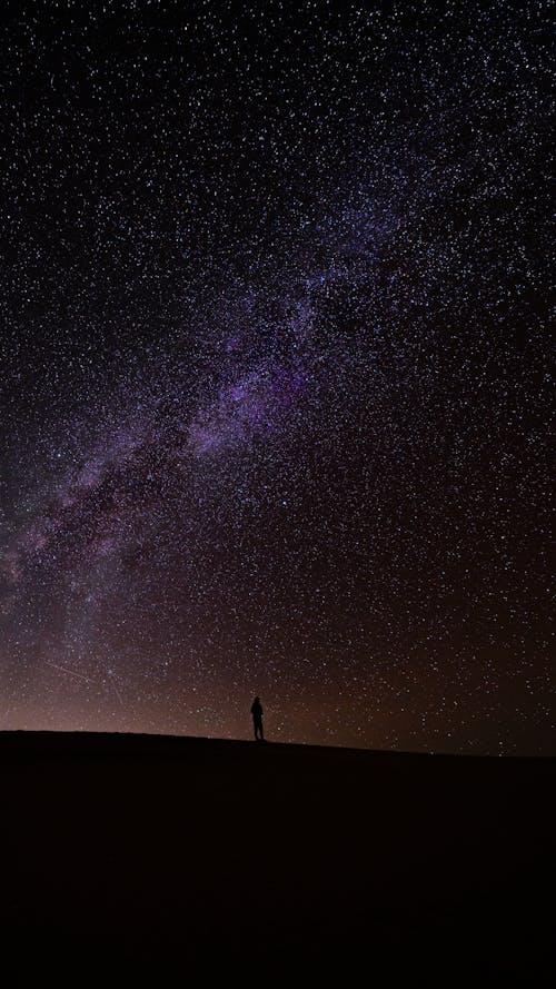 Silhouette Of a Person Looking at the Night Sky