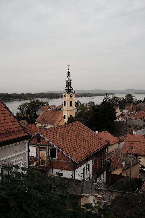 Church Tower and Rooftops of Buildings in Belgrade