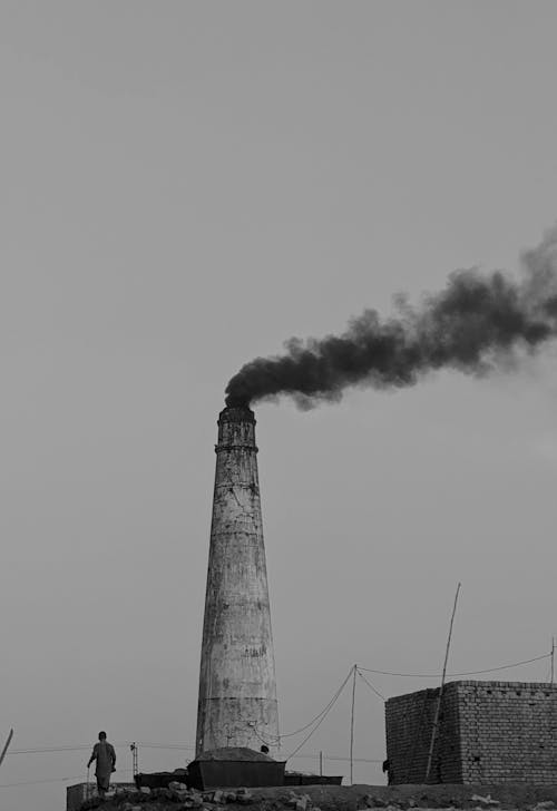 Smoke from Chimney in Black and White