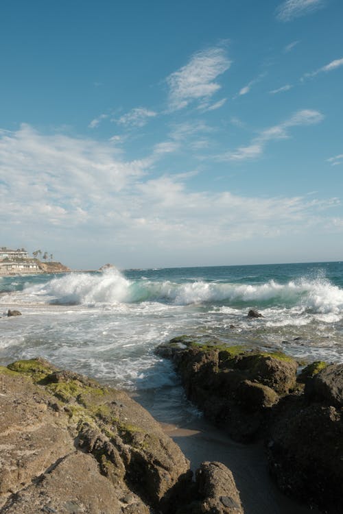 Wave and Rocks on Sea Shore