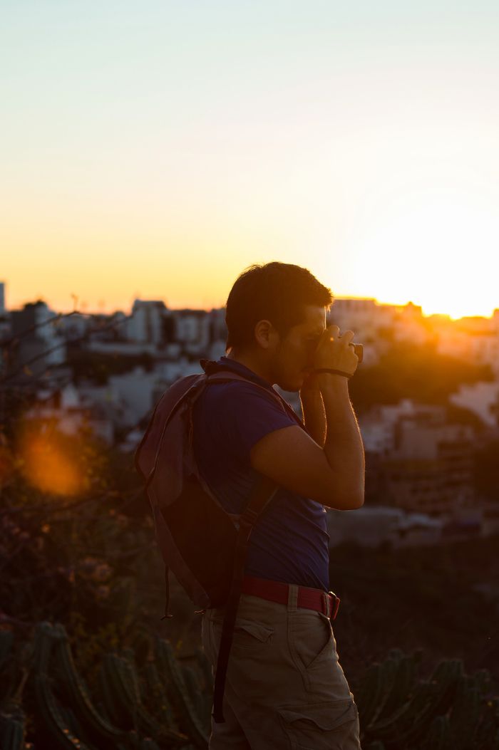 Taking photos at sunset