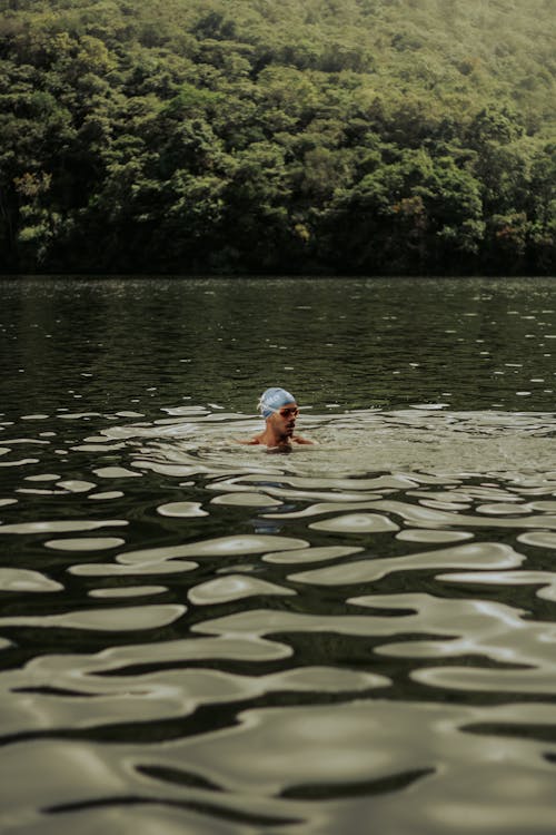 Darmowe zdjęcie z galerii z czepek kąpielowy, jezioro, las