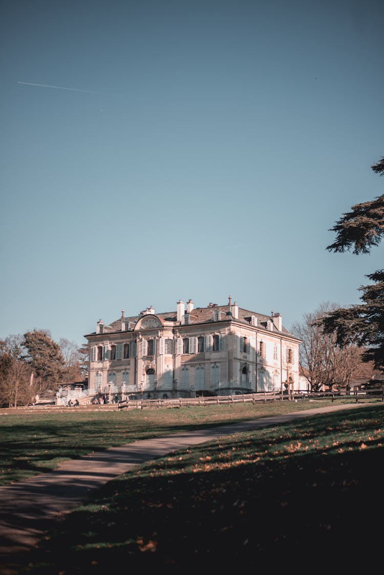 Exterior Of Big Mansion In Countryside