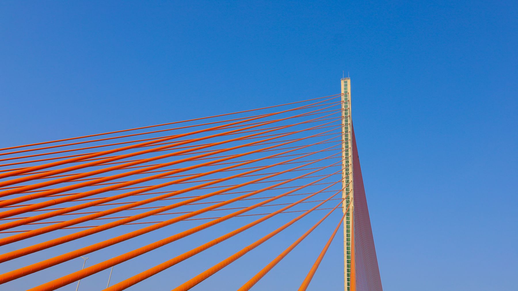 View of Tran Thi Ly Bridge's unique cable design in Da Nang, Vietnam.