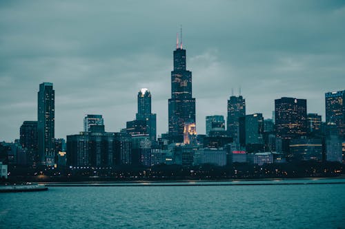 Chicago skyline at dusk