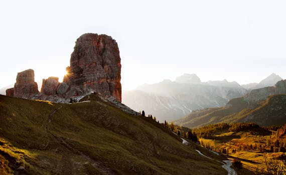 Stunning sunrise over the Dolomites near Cortina d'Ampezzo, Veneto, Italy.