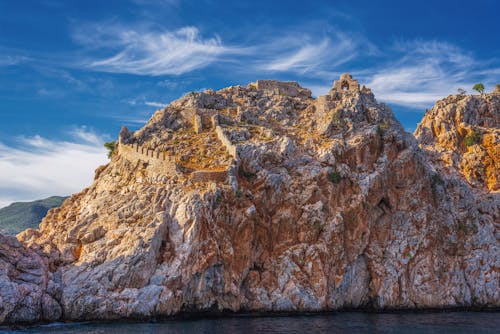 The rocky cliffs of the mediterranean sea