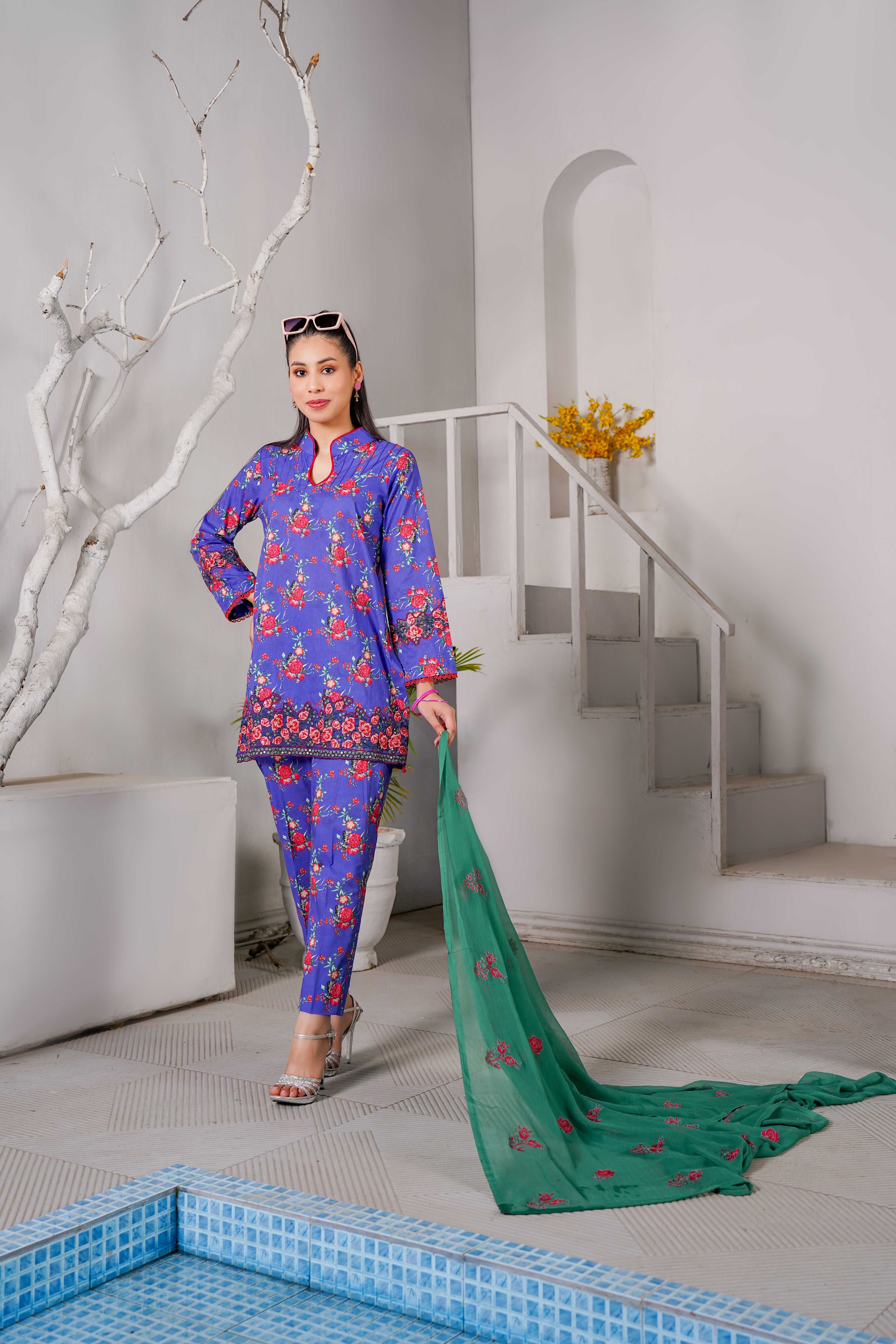 slim fit dress slacks Classic Green Embellished Pakistani Wedding Dress Pishwas – Nameera by  Farooq main image 1