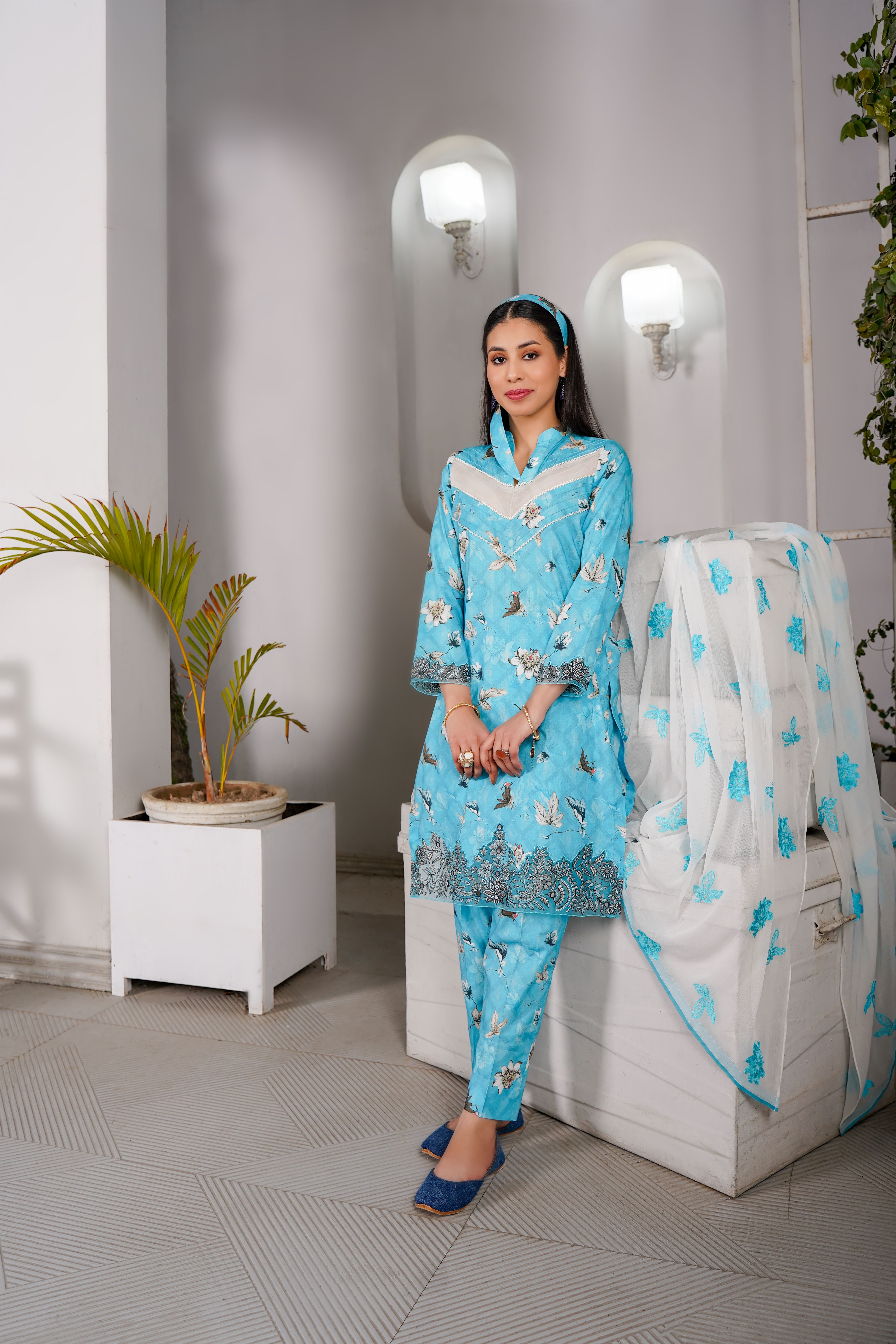 Elegant Traditional Blue Dress