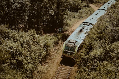 기차, 농촌의, 높은 각도보기의 무료 스톡 사진