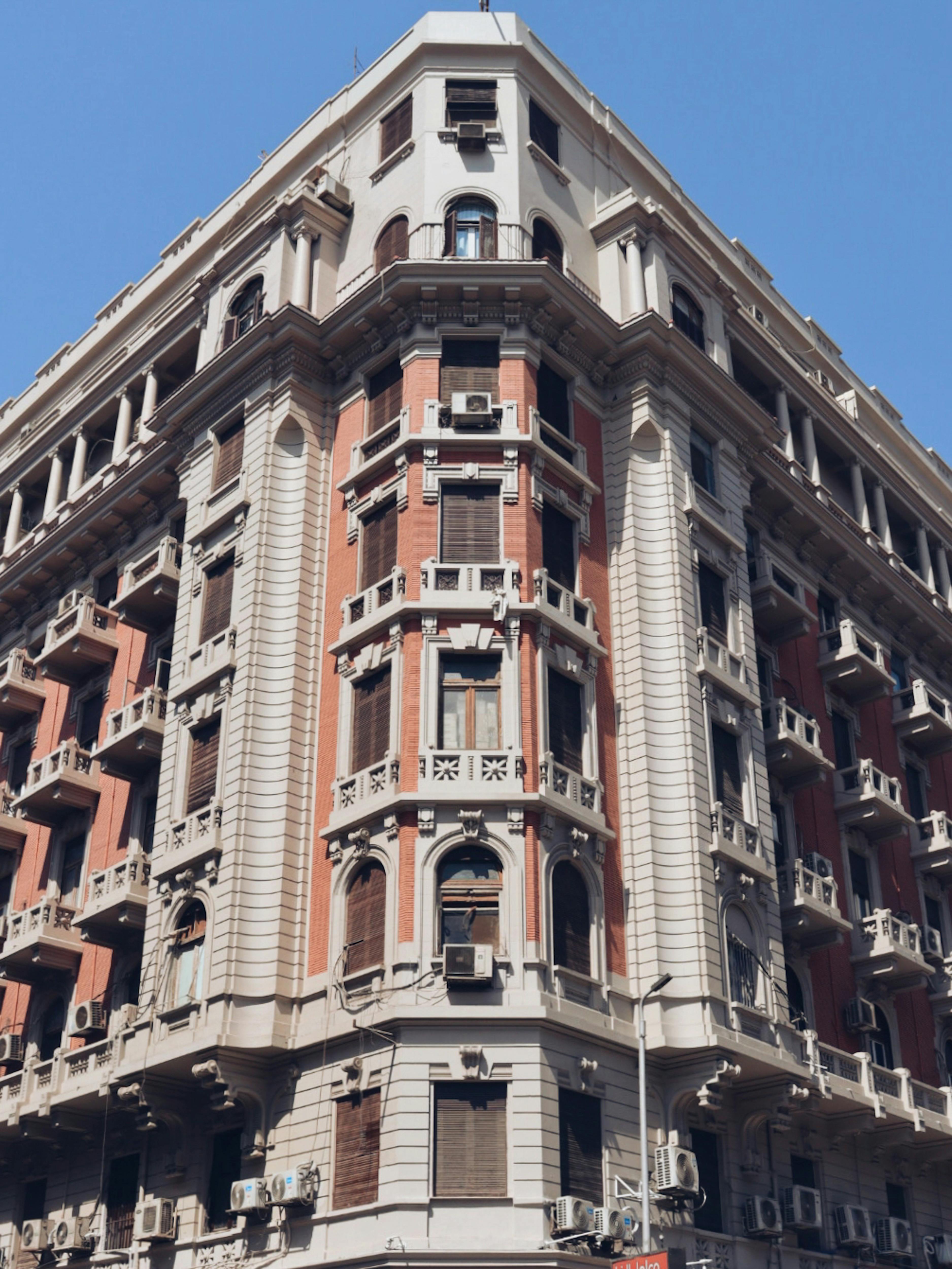Free Striking view of a historic residential building facade in Cairo, Egypt. Stock Photo