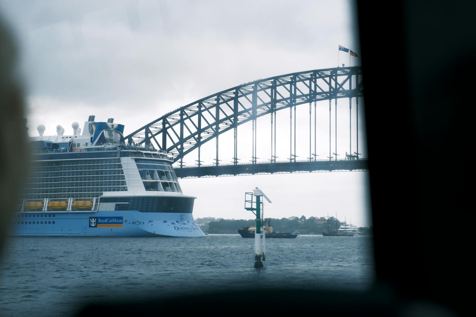 Cruise Ship Passing by Sydney Harbour Bridge