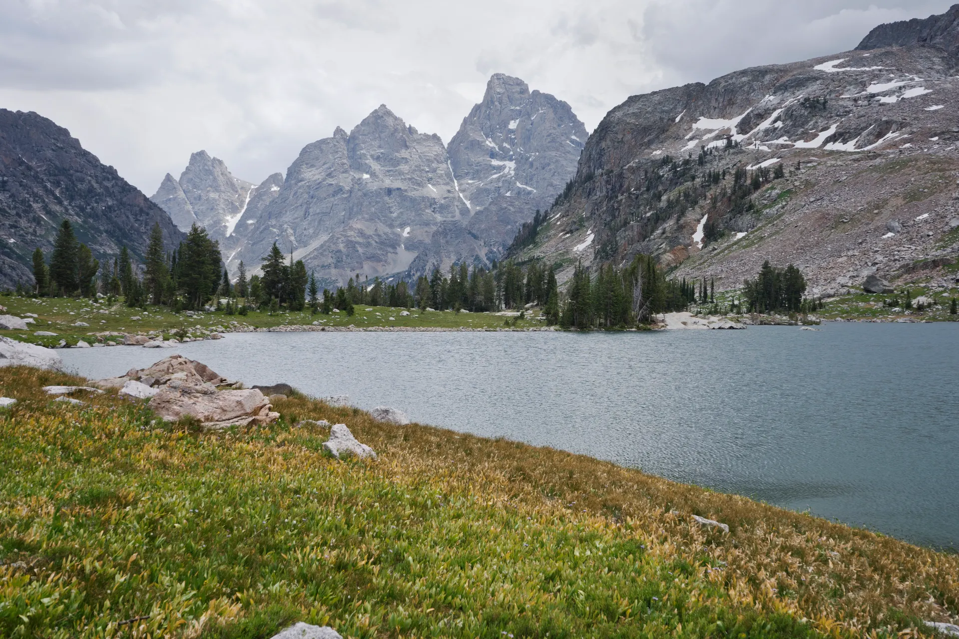 Lake with mountain backdrop in Grand Teton. Lake with mountain backdrop in Grand Teton.