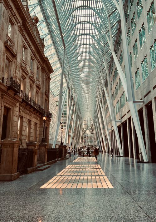 Free Interior view of Brookfield Place with modern architectural design in Toronto. Stock Photo