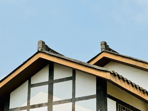 Free Two houses with white roofs and black trim Stock Photo