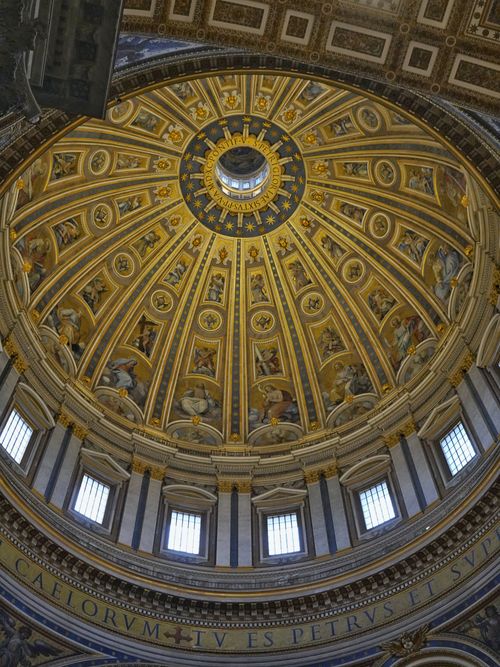 Free Intricate interior of St. Peter's Basilica dome in Vatican City, showcasing stunning religious art and architecture. Stock Photo