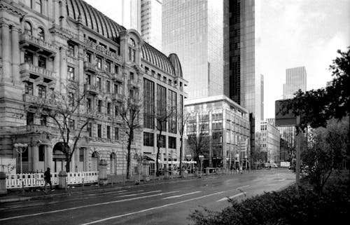 Street in Frankfurt in Germany in Black and White 
