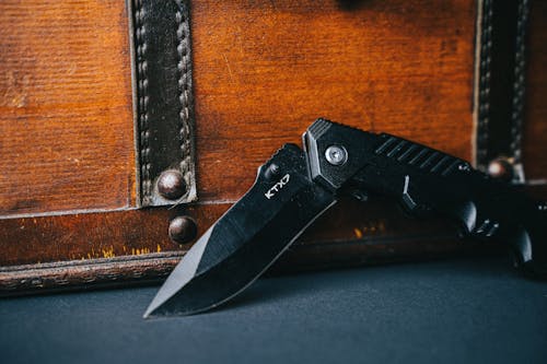 Close-up of a Black Survival Knife