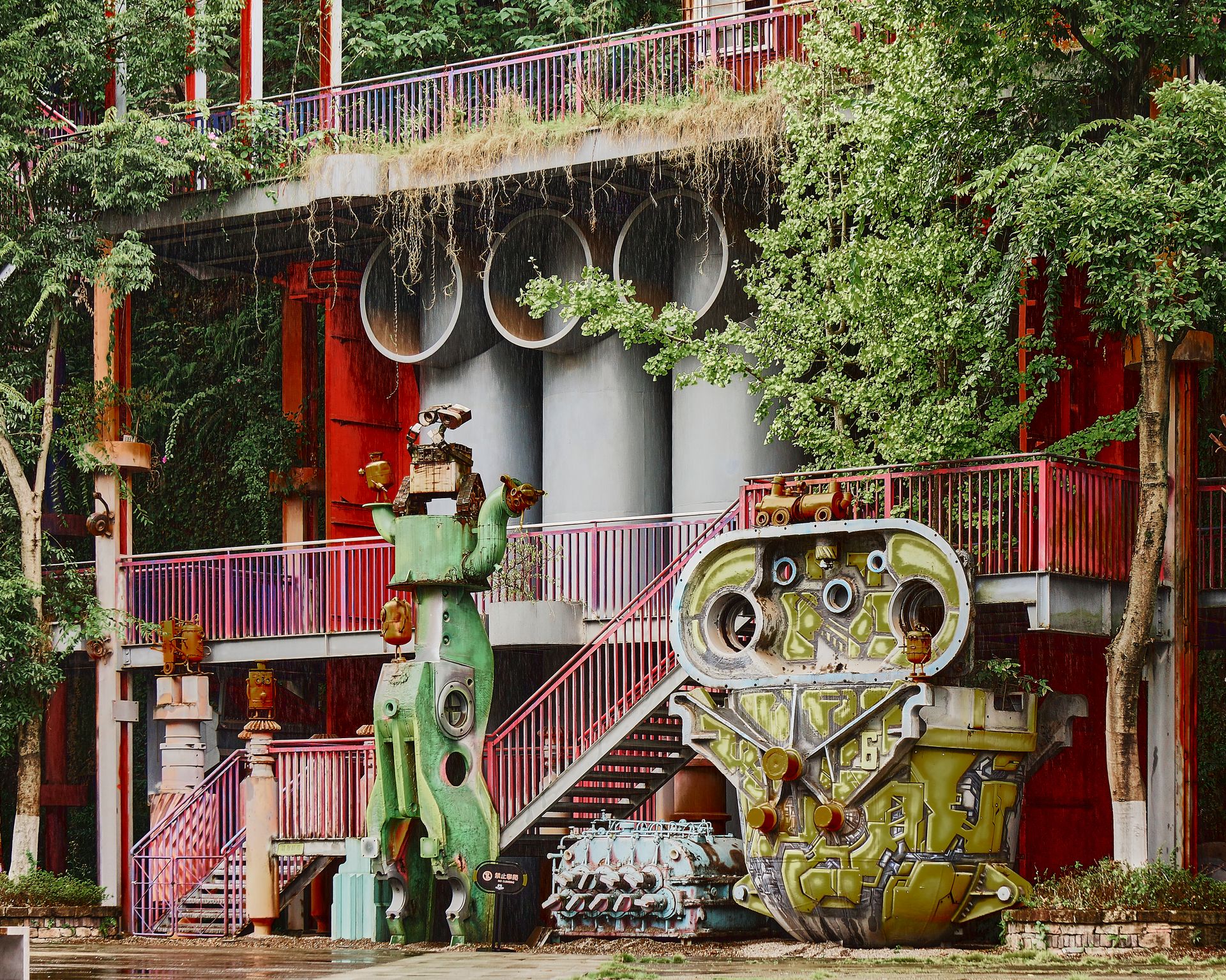 Contemporary Art Pieces at a Former Steel Plant in Chongqing, China