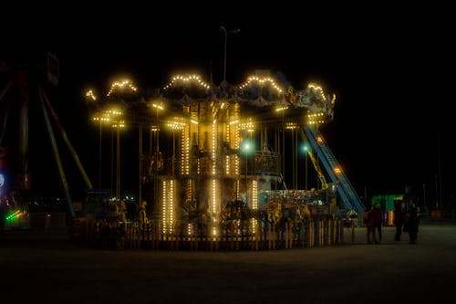 Illuminated Carousel at Night 