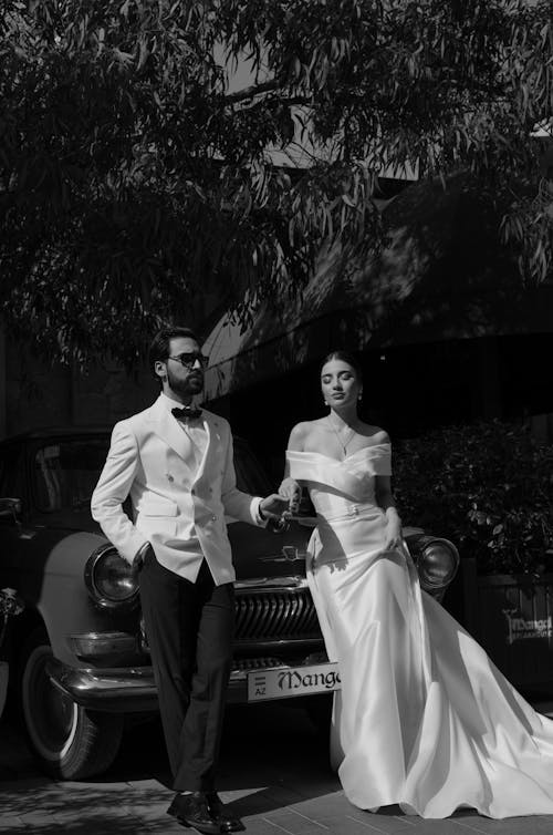 결혼 사진, 남자, 블랙 앤 화이트의 무료 스톡 사진