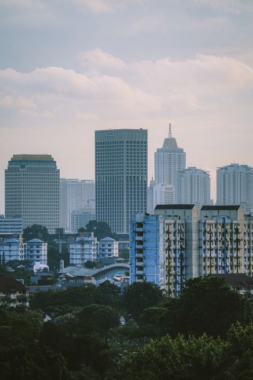 Free Skyline of Jakarta with modern skyscrapers and urban landscape. Stock Photo