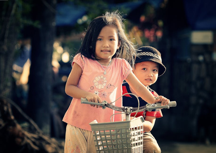 Children Riding Bicycle