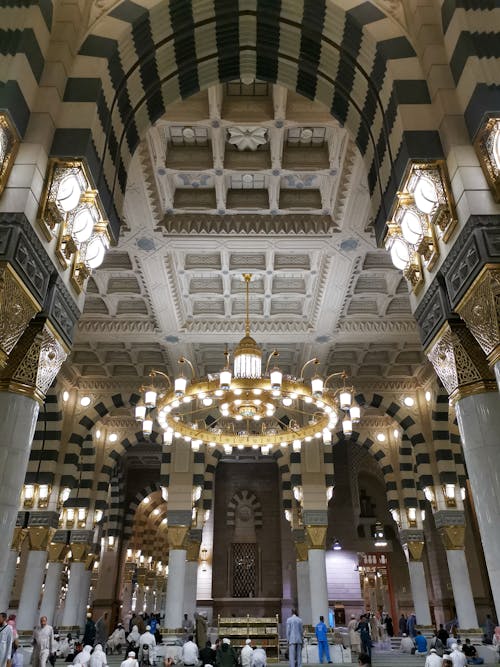 The interior of the grand mosque of mecca